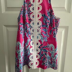 Lilly Pulitzer Pink and Blue Top with White Accents